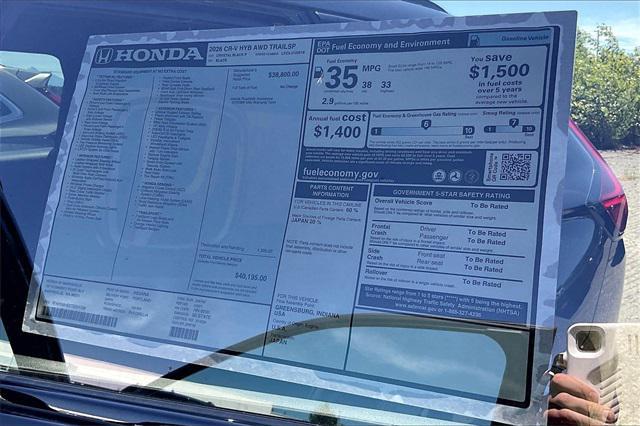 new 2026 Honda CR-V Hybrid car, priced at $40,195