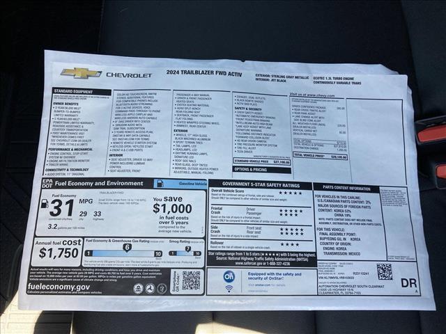 new 2024 Chevrolet TrailBlazer car, priced at $28,605