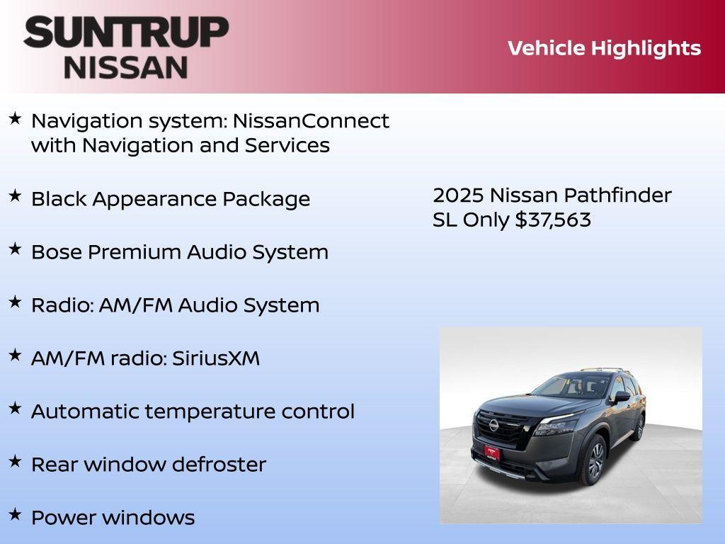 new 2025 Nissan Pathfinder car, priced at $37,563