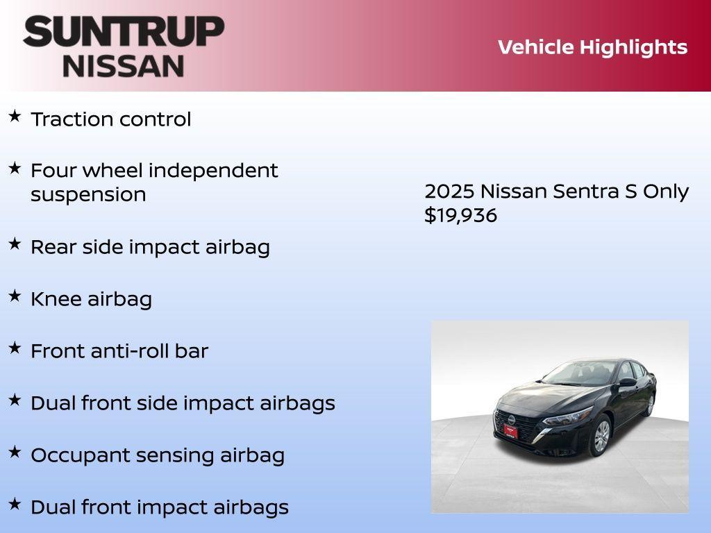new 2025 Nissan Sentra car, priced at $19,936