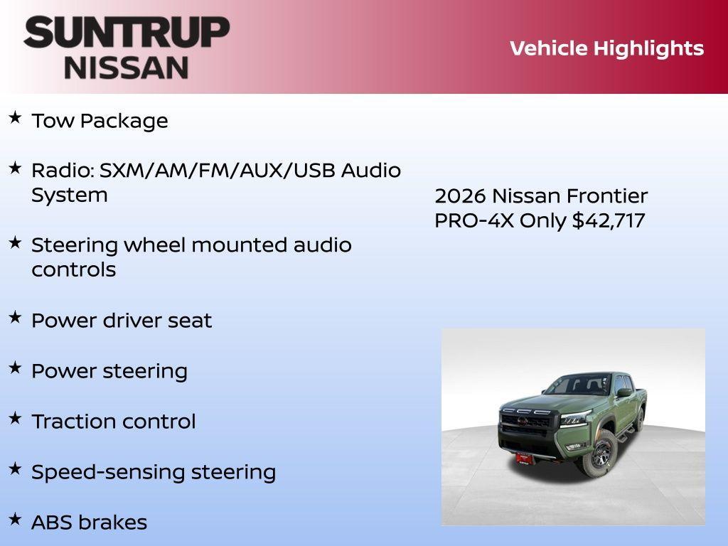 new 2026 Nissan Frontier car, priced at $42,717