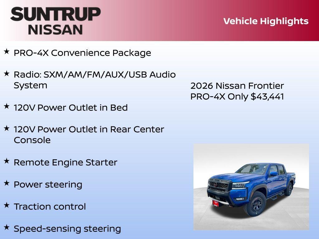 new 2026 Nissan Frontier car, priced at $43,441