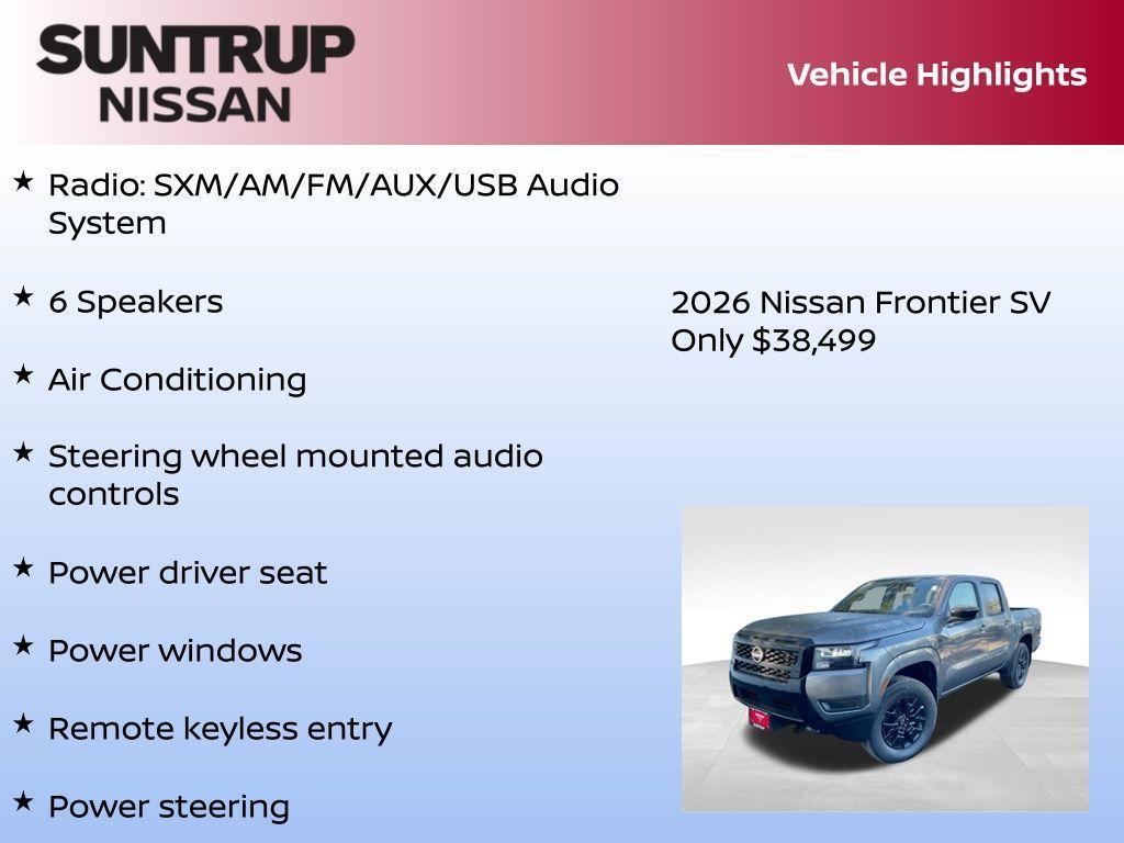 new 2026 Nissan Frontier car, priced at $38,499