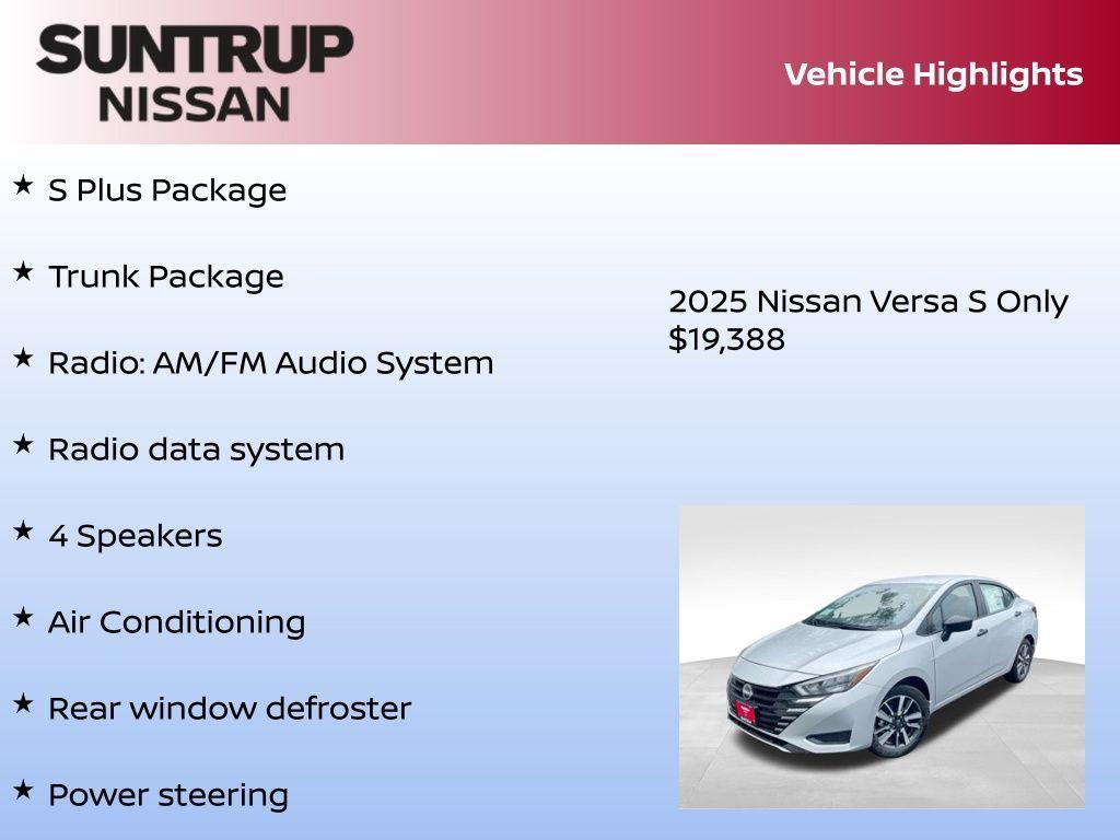 new 2025 Nissan Versa car, priced at $19,388