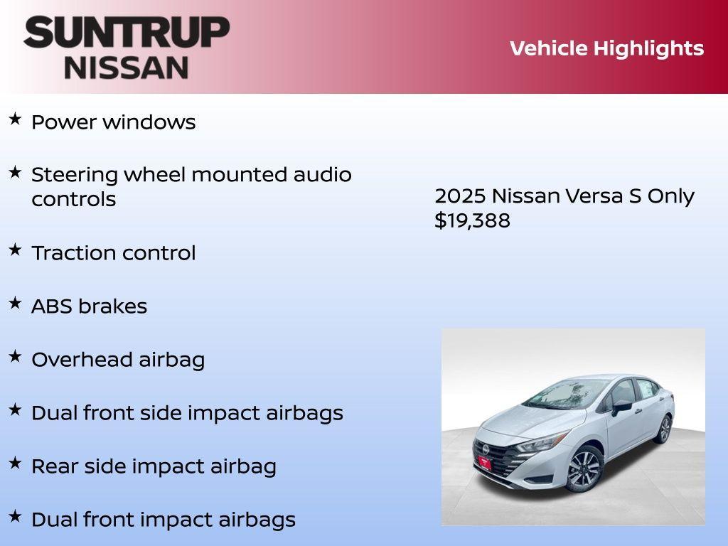 new 2025 Nissan Versa car, priced at $19,388
