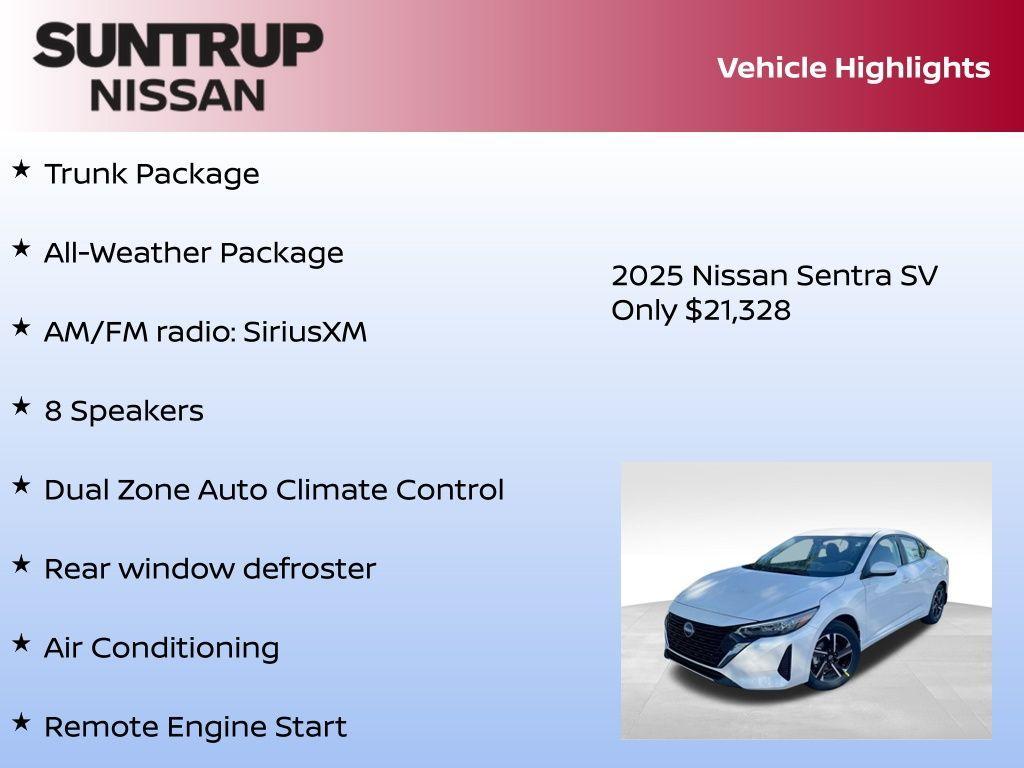 new 2025 Nissan Sentra car, priced at $21,328