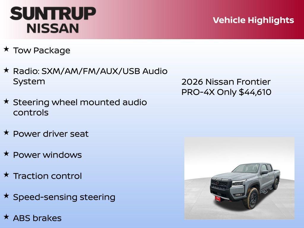 new 2026 Nissan Frontier car, priced at $44,610