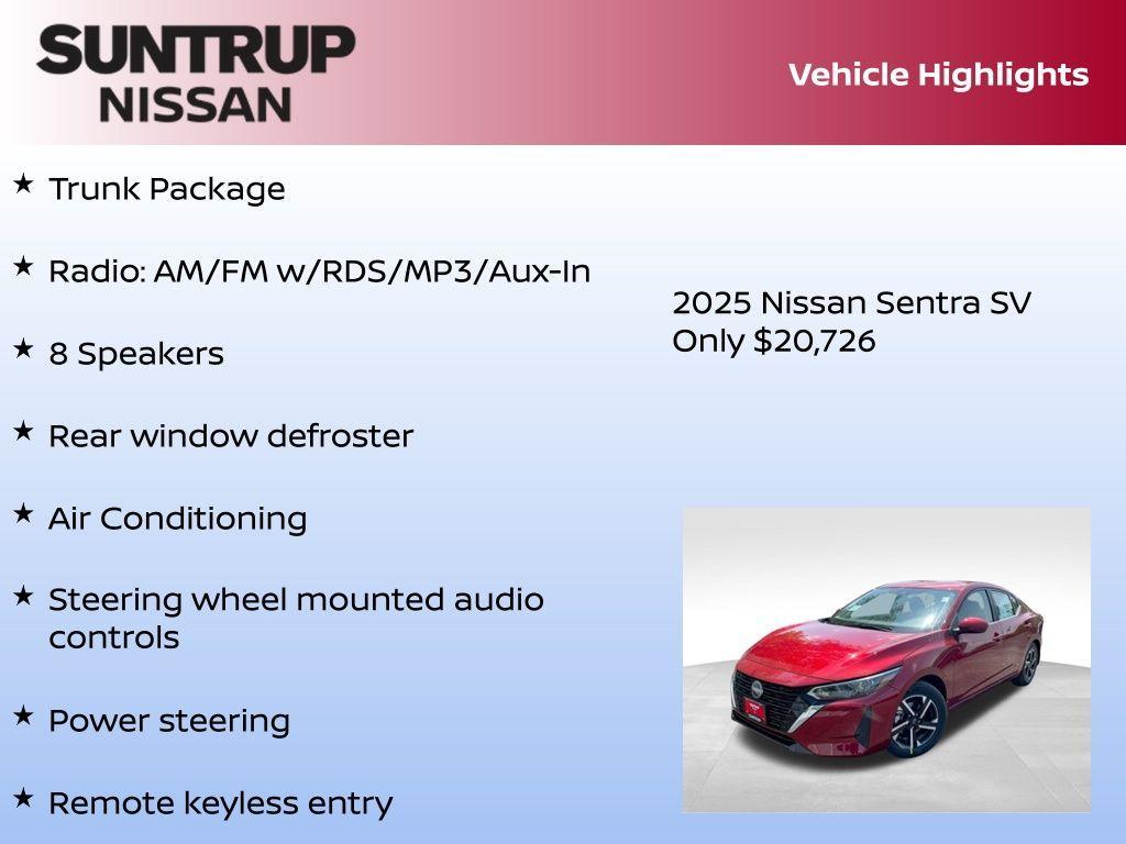 new 2025 Nissan Sentra car, priced at $20,726