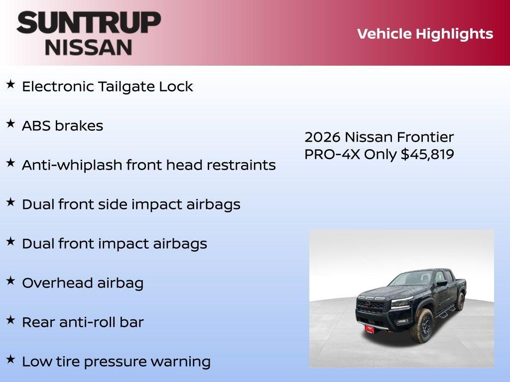 new 2026 Nissan Frontier car, priced at $45,819