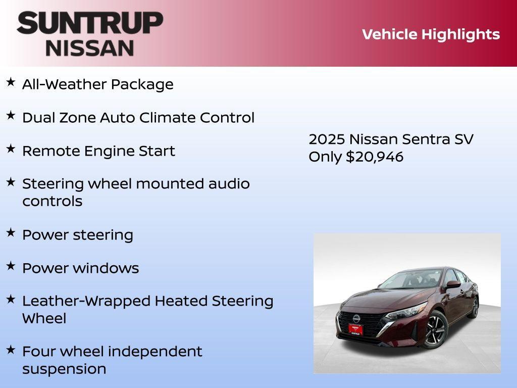 new 2025 Nissan Sentra car, priced at $20,946