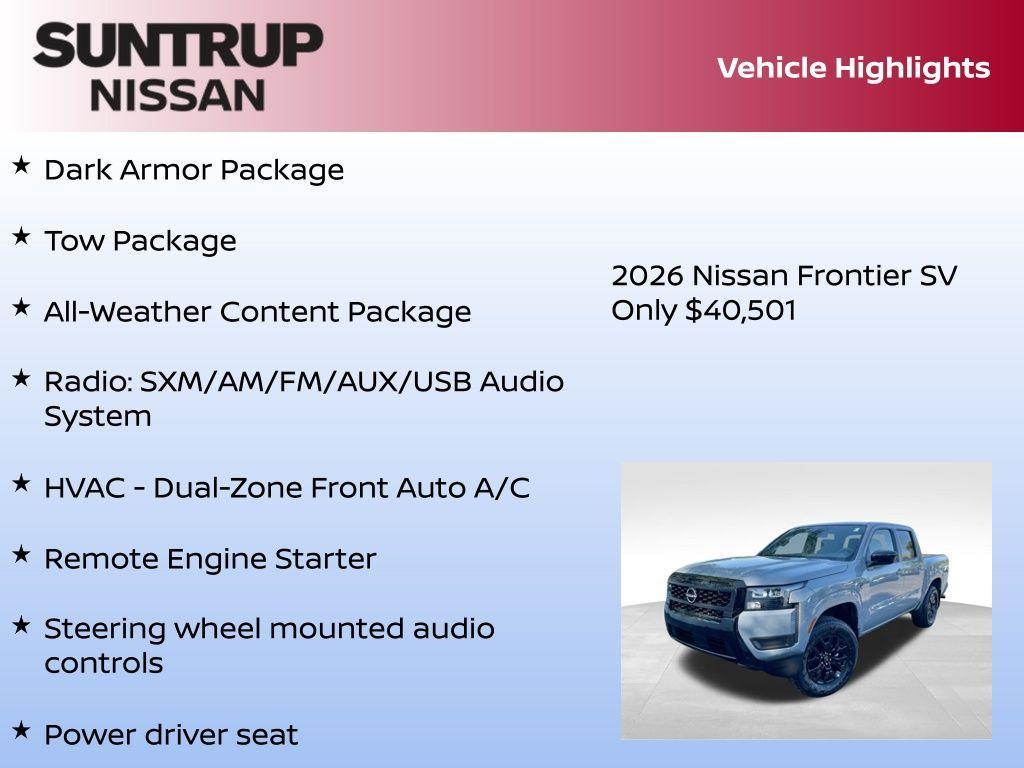 new 2026 Nissan Frontier car, priced at $40,501