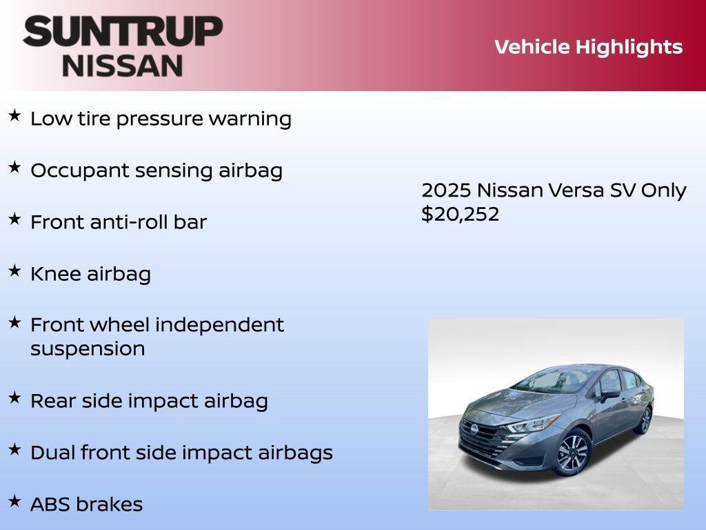 new 2025 Nissan Versa car, priced at $20,252