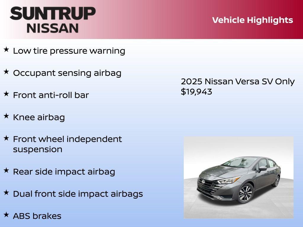 new 2025 Nissan Versa car, priced at $19,943