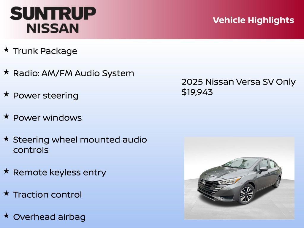 new 2025 Nissan Versa car, priced at $19,943