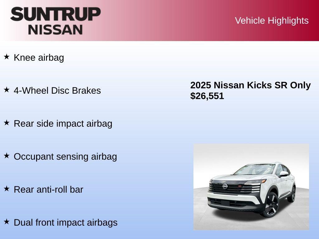 used 2025 Nissan Kicks car, priced at $26,551