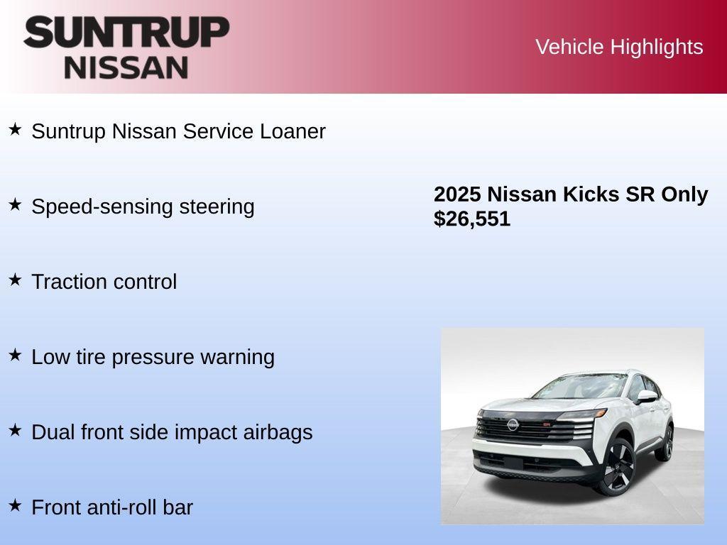 used 2025 Nissan Kicks car, priced at $26,551