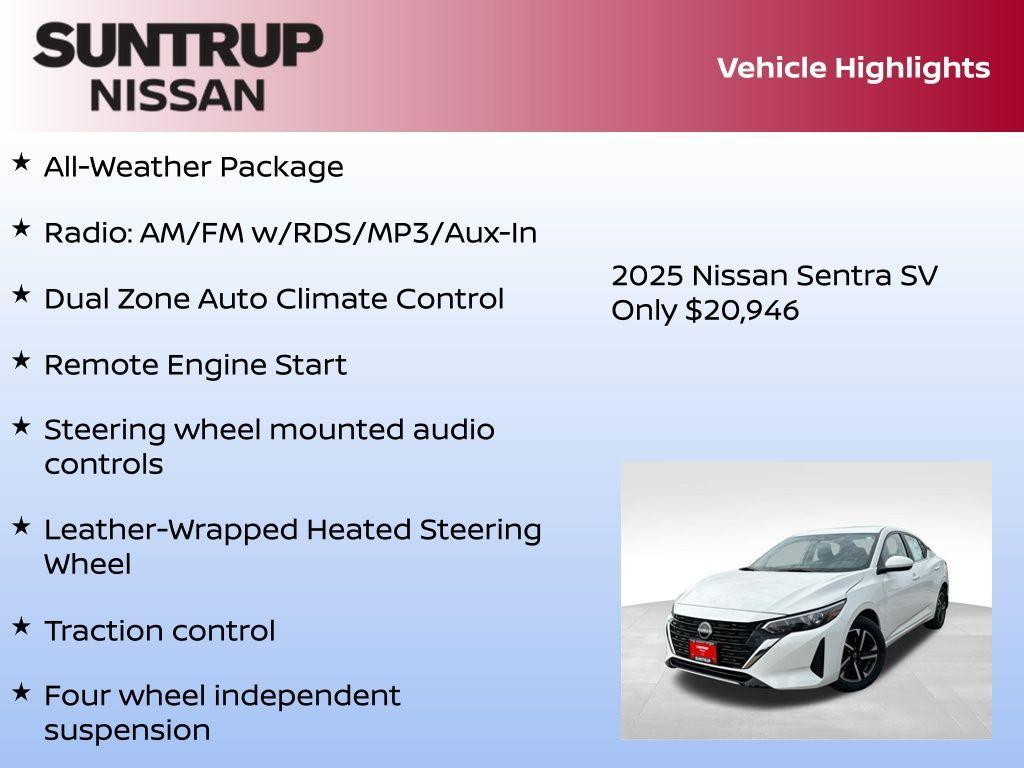 new 2025 Nissan Sentra car, priced at $20,946