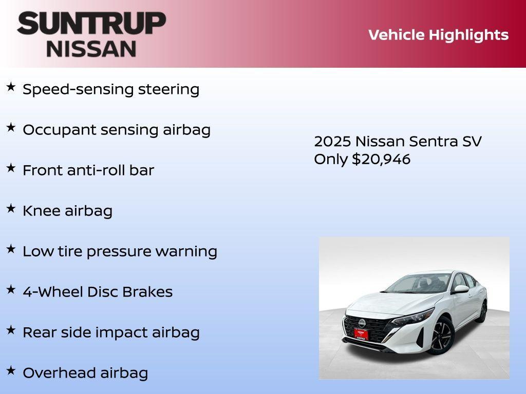 new 2025 Nissan Sentra car, priced at $20,946