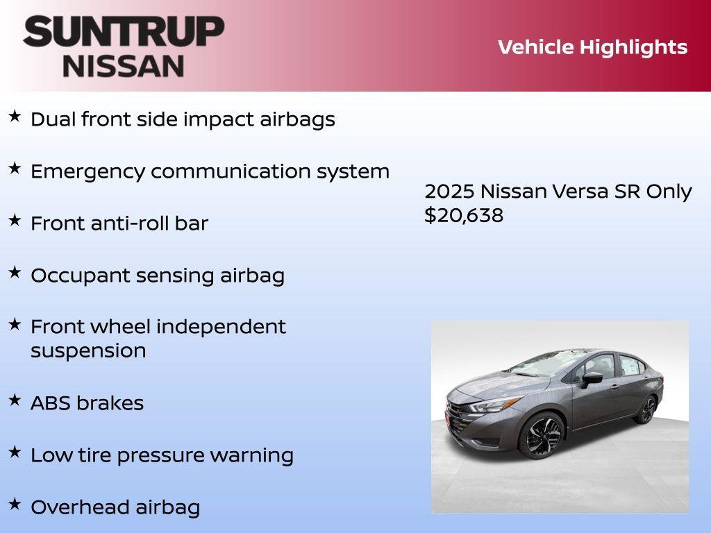 new 2025 Nissan Versa car, priced at $20,638