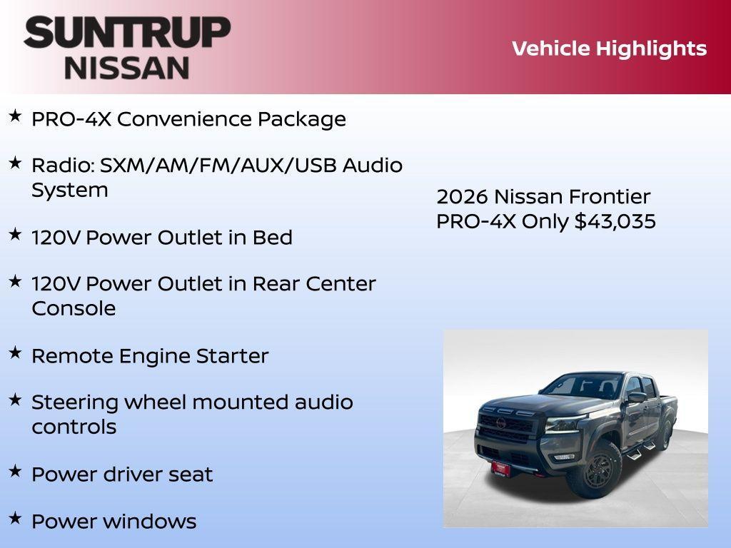 new 2026 Nissan Frontier car, priced at $43,035