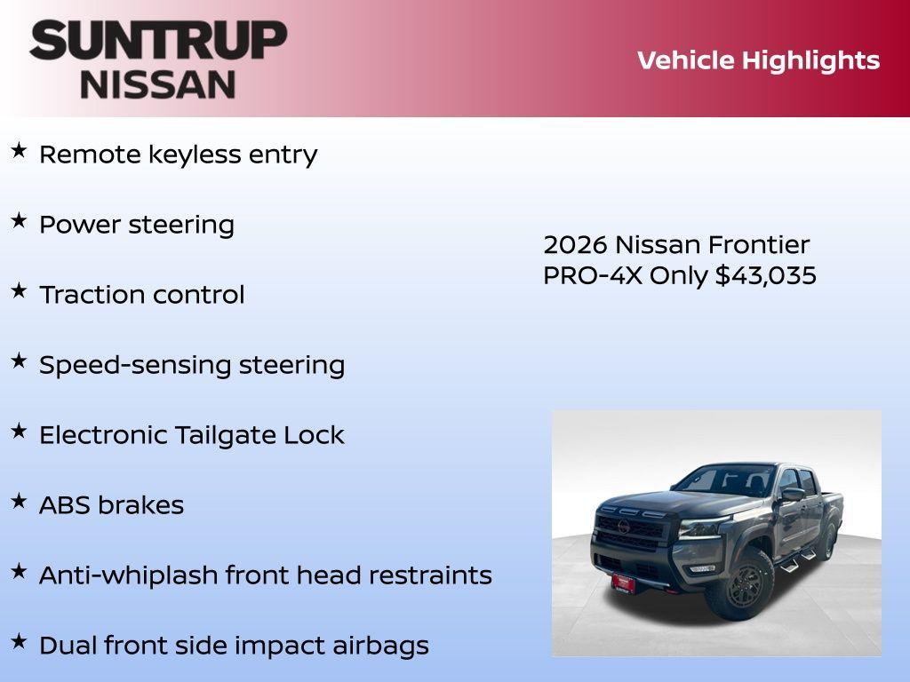 new 2026 Nissan Frontier car, priced at $43,035
