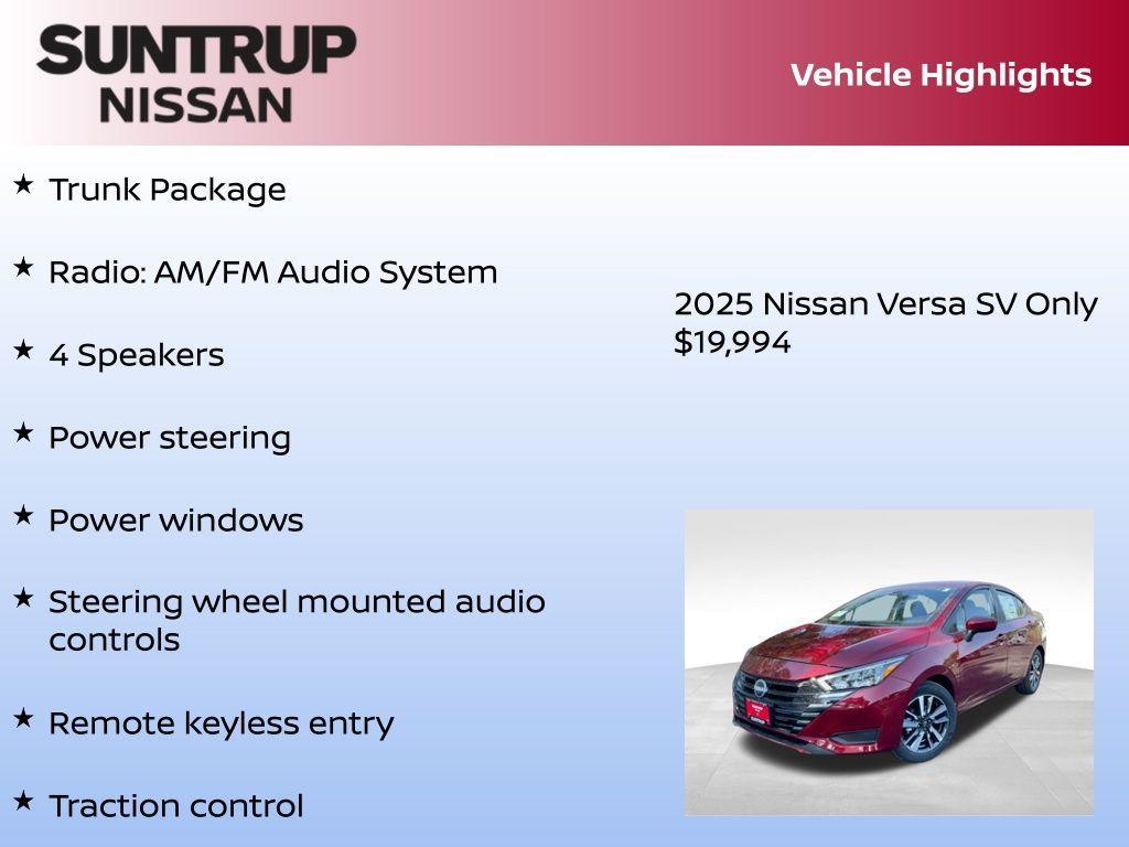 new 2025 Nissan Versa car, priced at $19,994