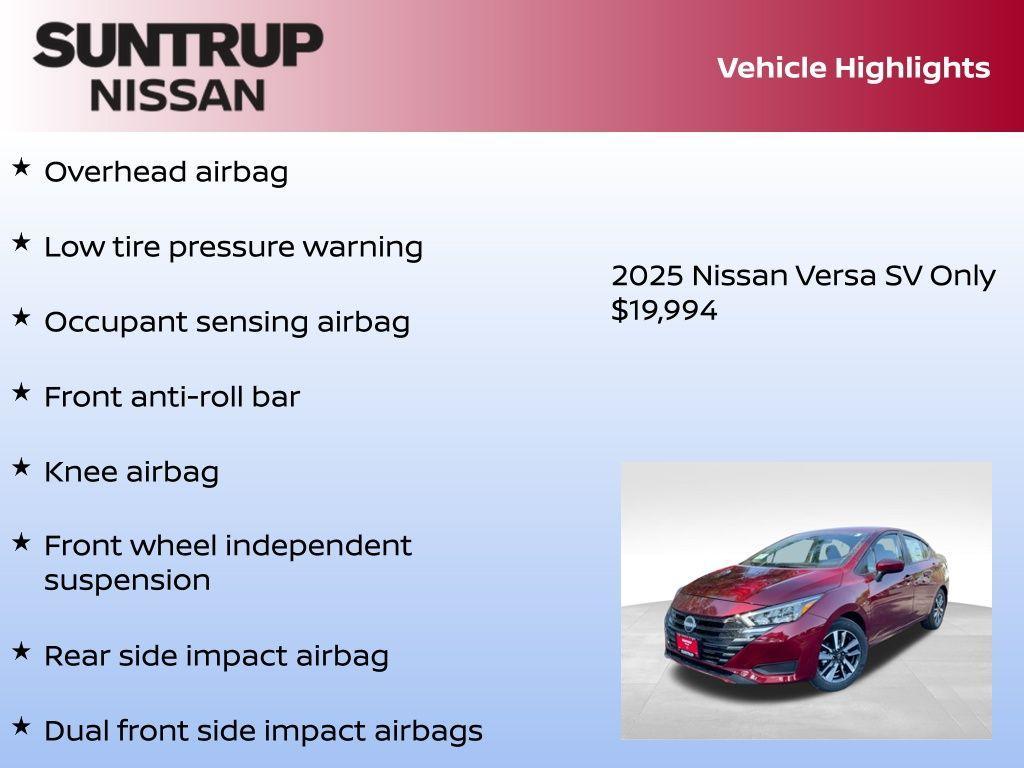 new 2025 Nissan Versa car, priced at $19,994