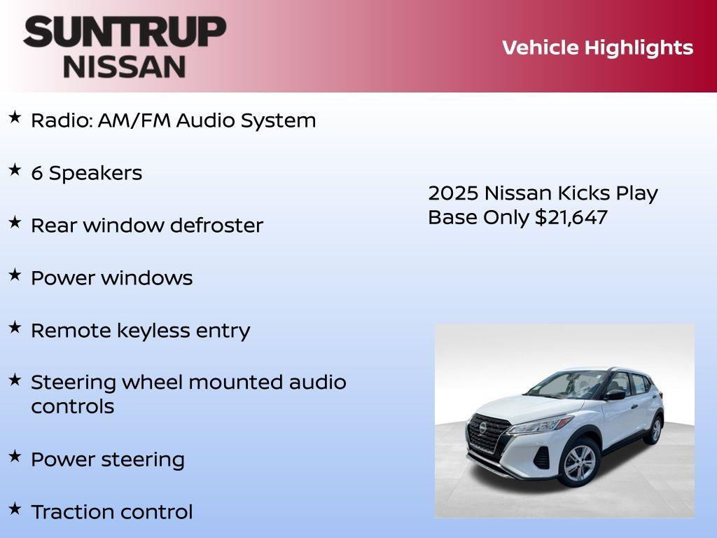 new 2025 Nissan Kicks Play car, priced at $21,647