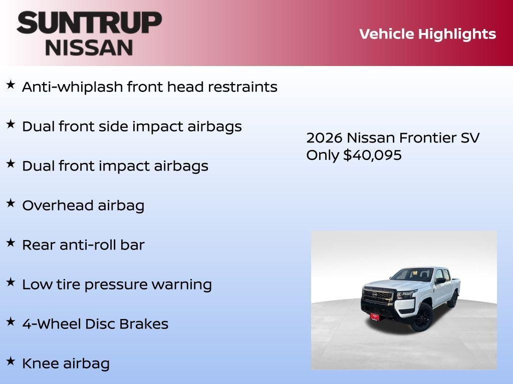new 2026 Nissan Frontier car, priced at $40,095