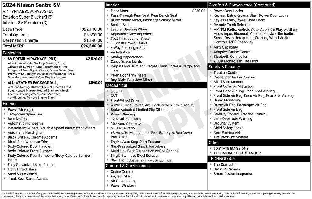 used 2024 Nissan Sentra car, priced at $21,655