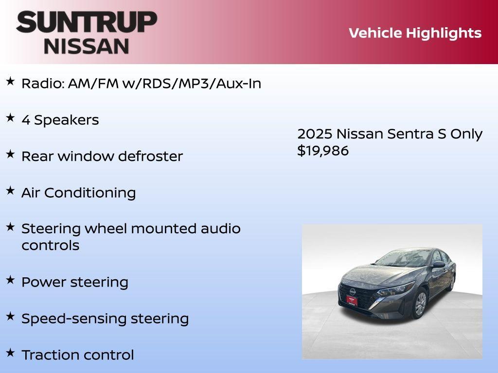 new 2025 Nissan Sentra car, priced at $19,986