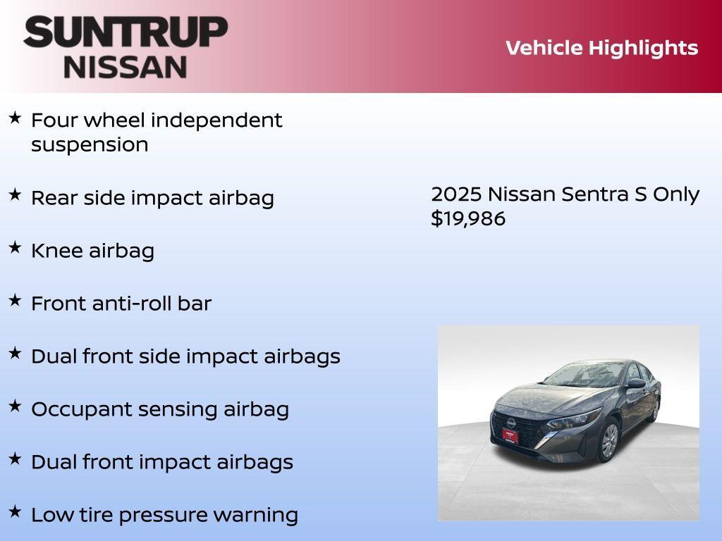 new 2025 Nissan Sentra car, priced at $19,986