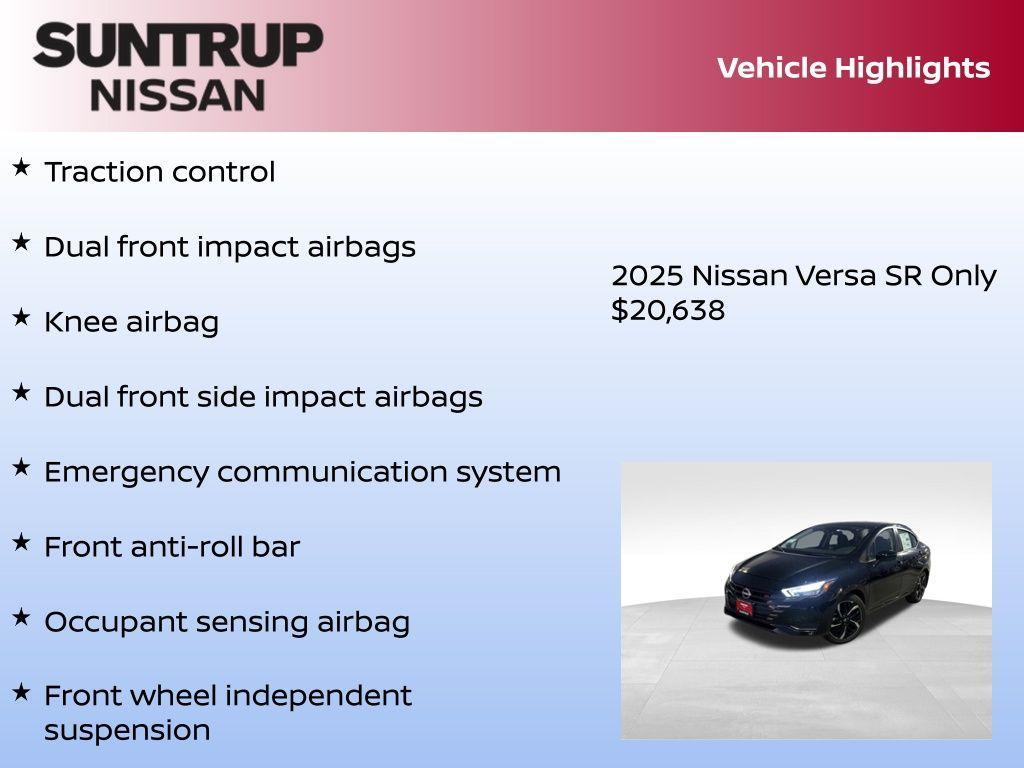new 2025 Nissan Versa car, priced at $20,638