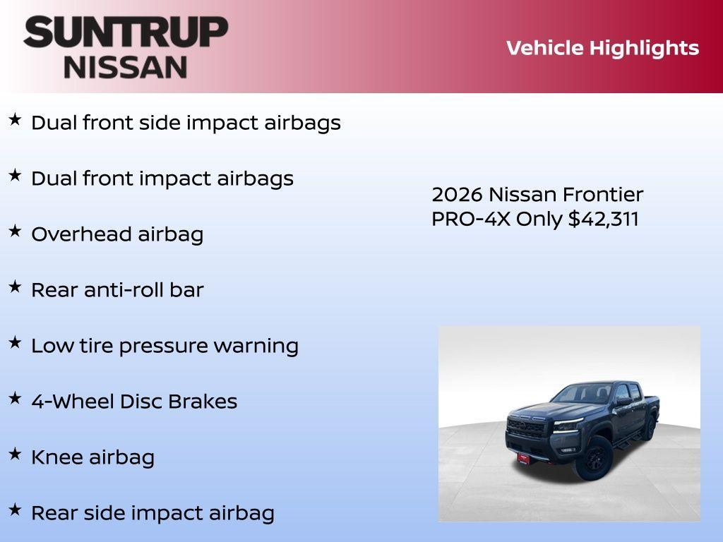new 2026 Nissan Frontier car, priced at $42,311