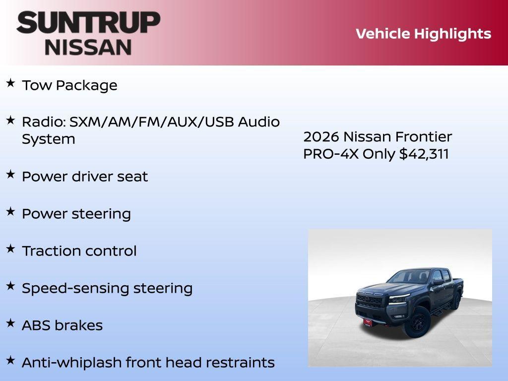 new 2026 Nissan Frontier car, priced at $42,311