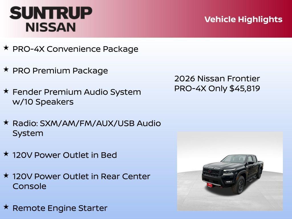 new 2026 Nissan Frontier car, priced at $45,819
