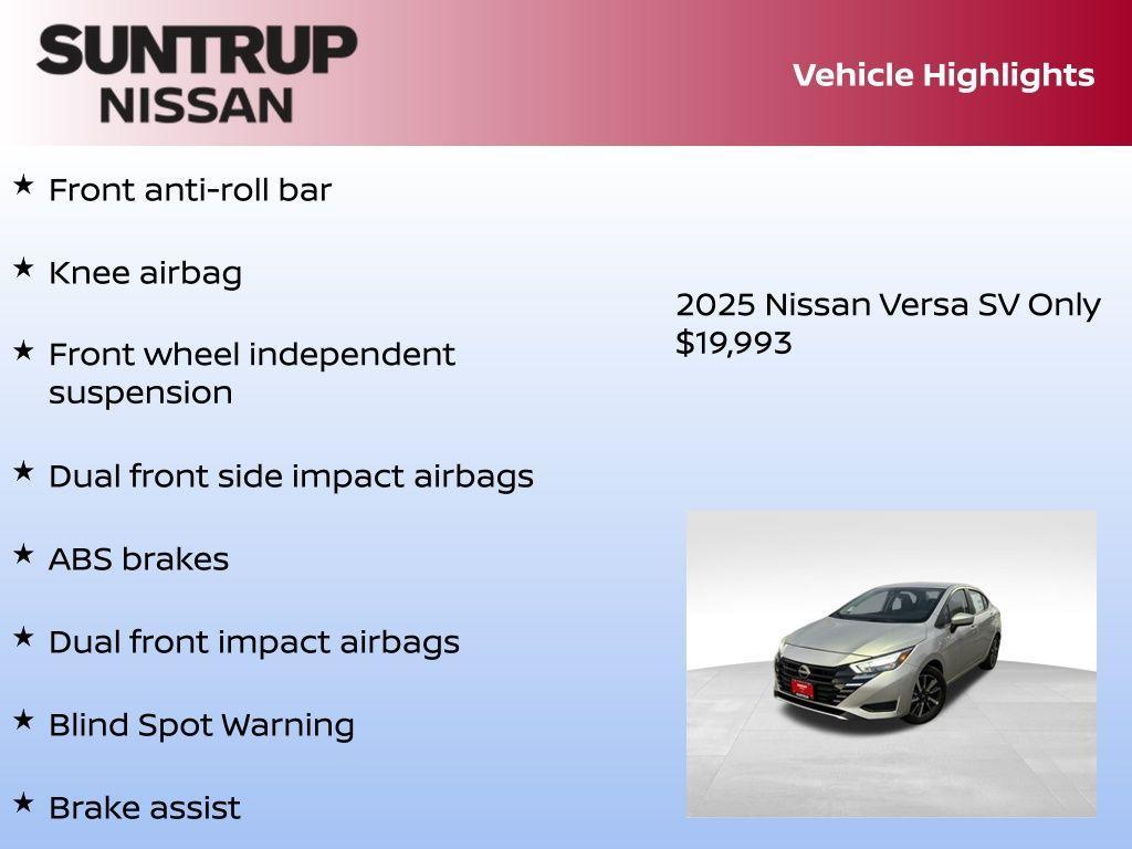 new 2025 Nissan Versa car, priced at $19,993