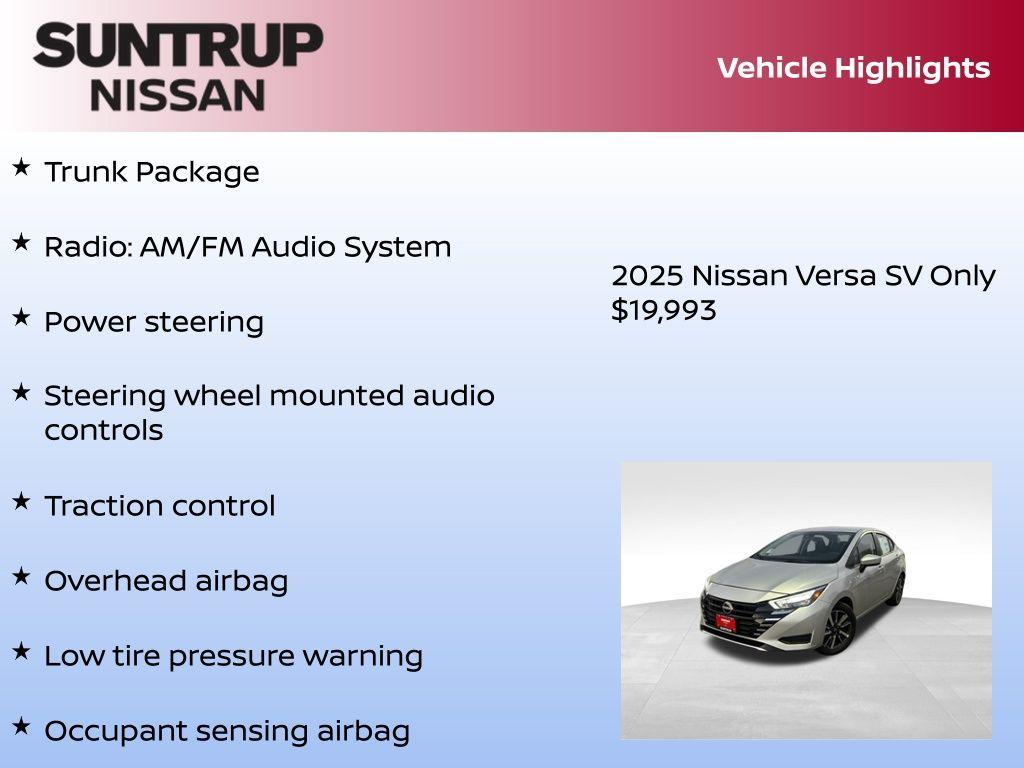 new 2025 Nissan Versa car, priced at $19,993