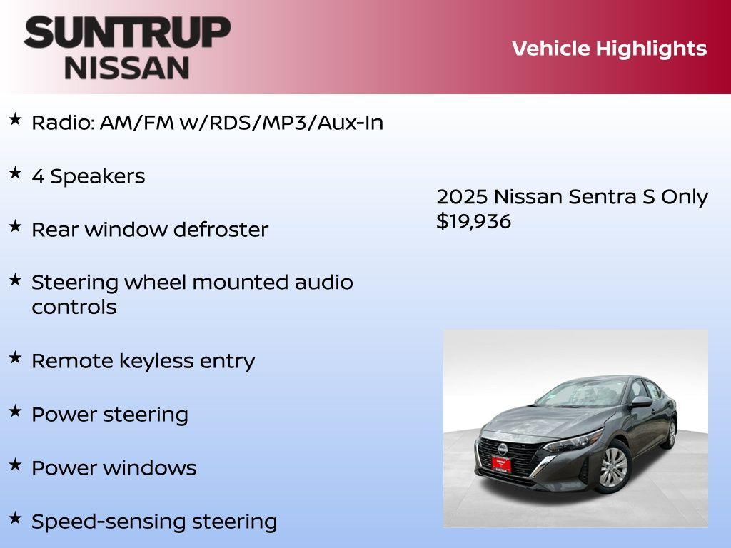 new 2025 Nissan Sentra car, priced at $19,936