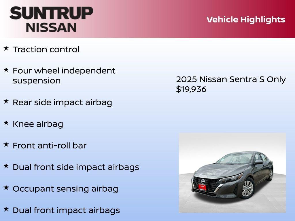 new 2025 Nissan Sentra car, priced at $19,936