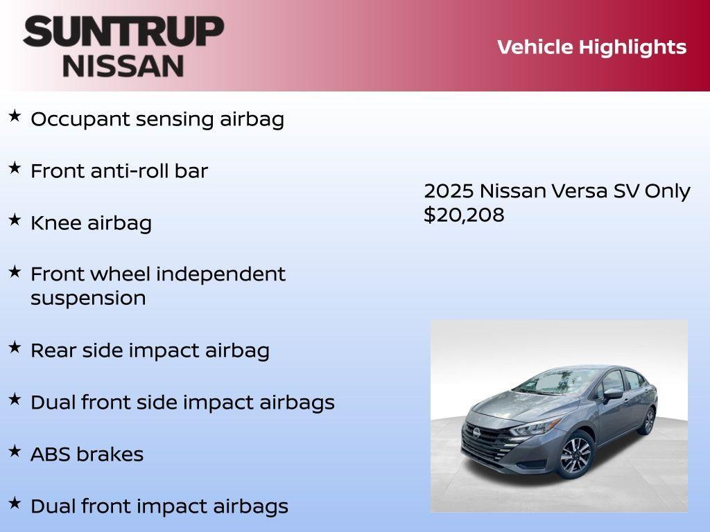 new 2025 Nissan Versa car, priced at $20,208