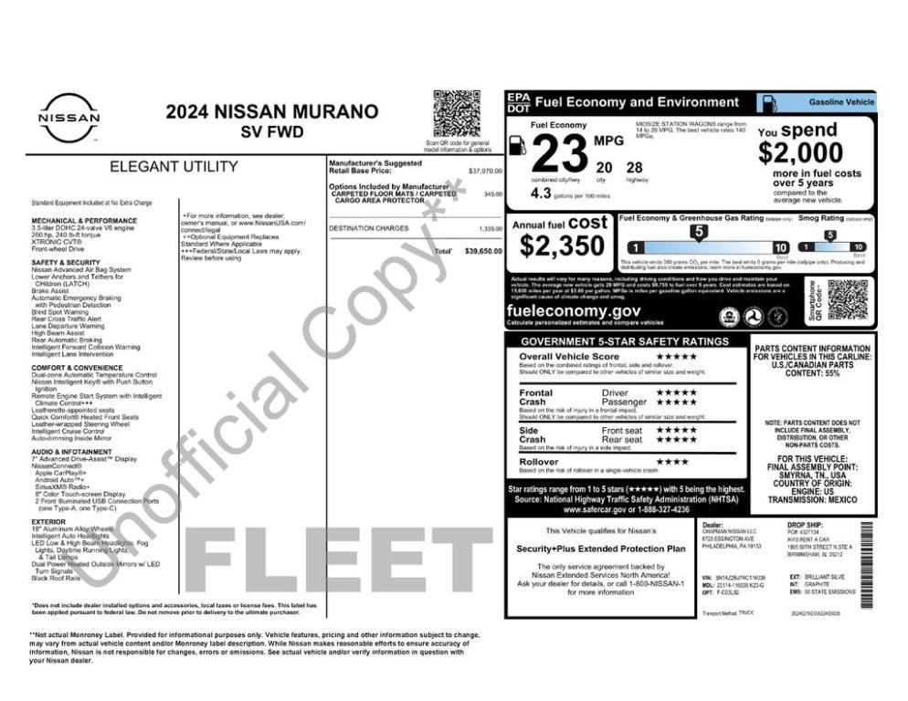 used 2024 Nissan Murano car, priced at $26,485
