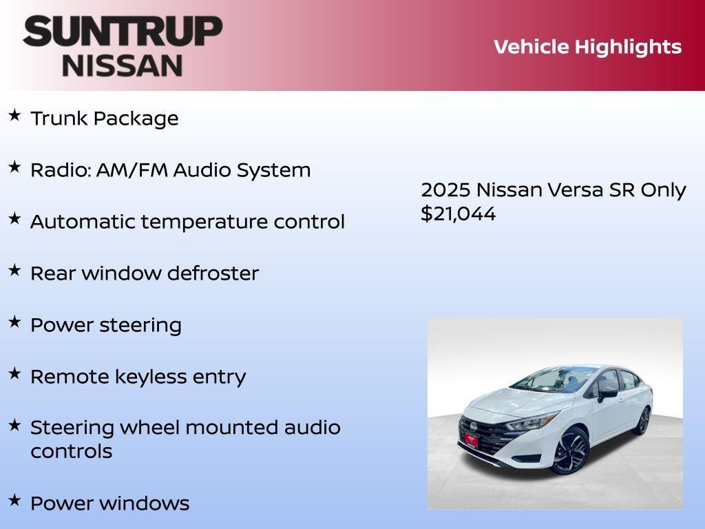 new 2025 Nissan Versa car, priced at $21,044