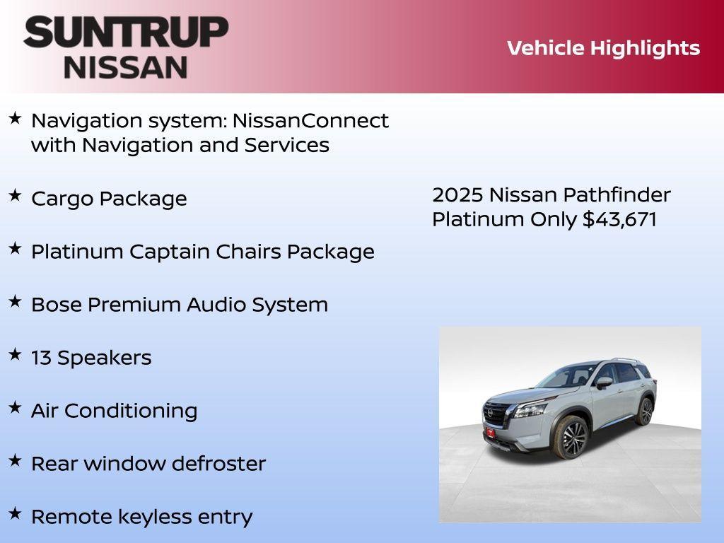 new 2025 Nissan Pathfinder car, priced at $43,671