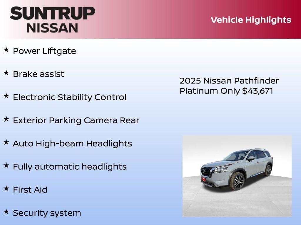 new 2025 Nissan Pathfinder car, priced at $43,671