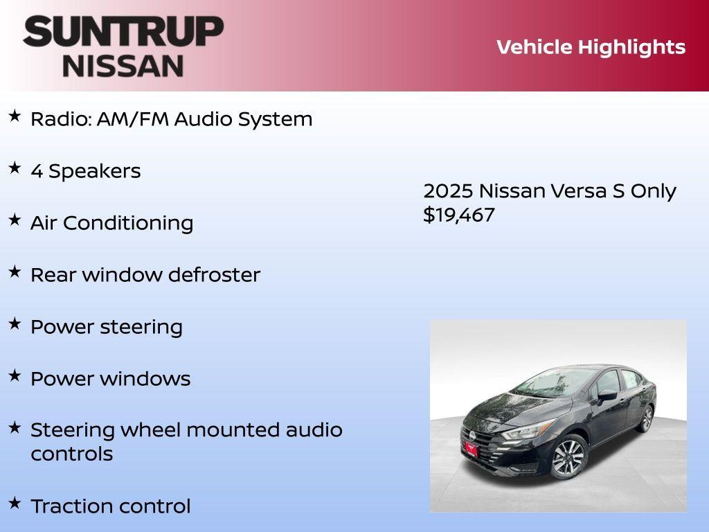 new 2025 Nissan Versa car, priced at $19,467