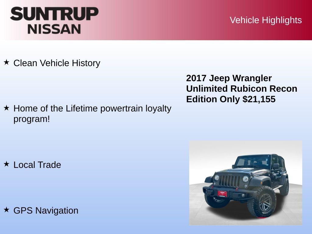 used 2017 Jeep Wrangler Unlimited car, priced at $21,155