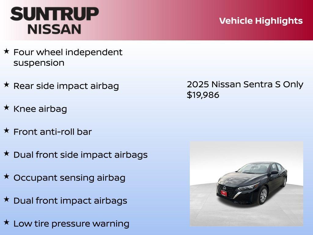 new 2025 Nissan Sentra car, priced at $19,986