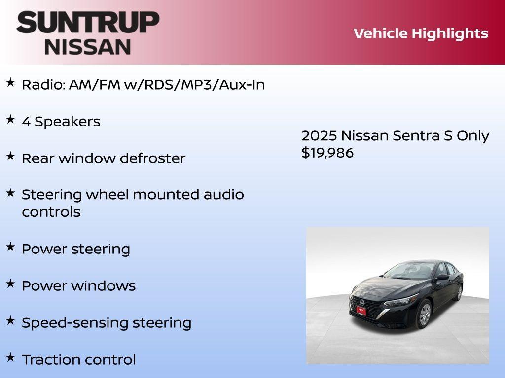 new 2025 Nissan Sentra car, priced at $19,986