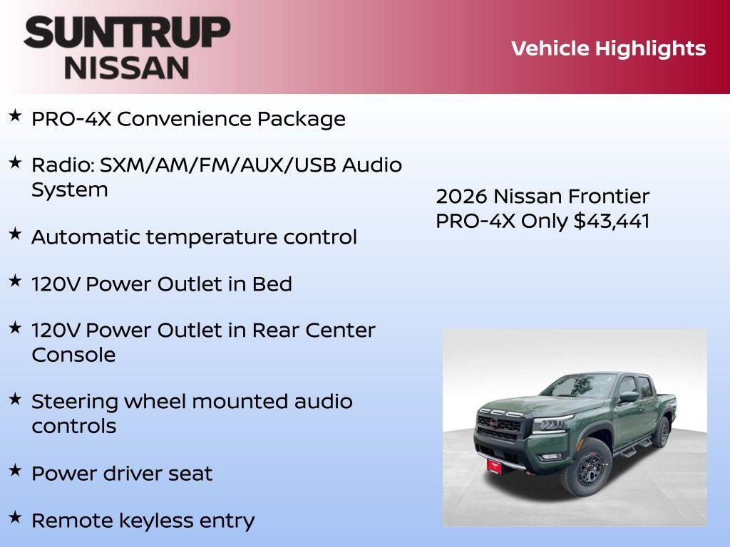new 2026 Nissan Frontier car, priced at $43,441
